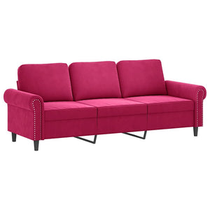 vidaXL 2-Piece Sofa Set with Cushions Wine Red Velvet