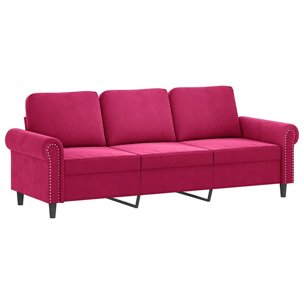 vidaXL 2-Piece Sofa Set with Cushions Wine Red Velvet