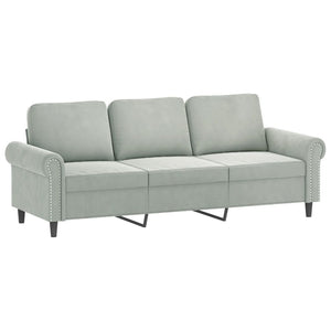 vidaXL 3-Piece Sofa Set with Cushions Light Grey Velvet