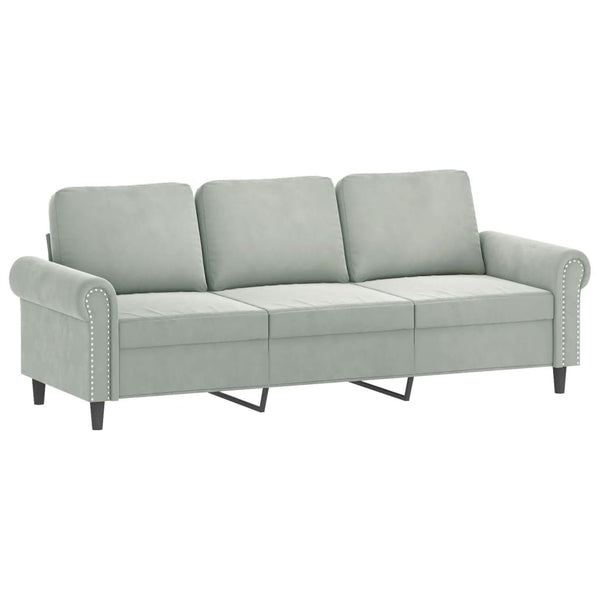 vidaXL 3-Piece Sofa Set with Cushions Light Grey Velvet