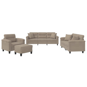 vidaXL 4-Seater Sofa Set with Cushions Taupe Microfiber Fabric