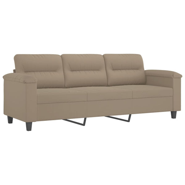 vidaXL 4-Seater Sofa Set with Cushions Taupe Microfiber Fabric