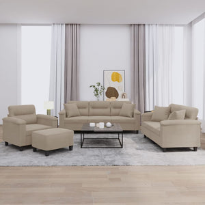 vidaXL 4-Seater Sofa Set with Cushions Taupe Microfiber Fabric