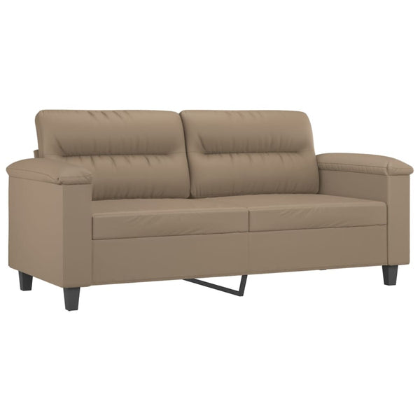 vidaXL 2-Piece Sofa Set with Cushions Cappuccino Brown Artificial Leather