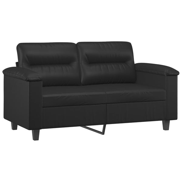 vidaXL 3-Piece Sofa Set with Cushions Black Artificial Leather