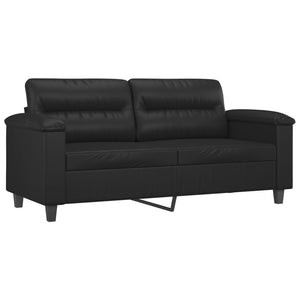 vidaXL 3-Piece Sofa Set with Cushions Black Artificial Leather