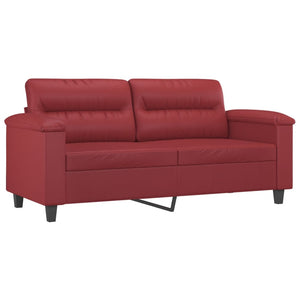 vidaXL 3-Piece Sofa Set with Cushions Wine Red Faux Leather