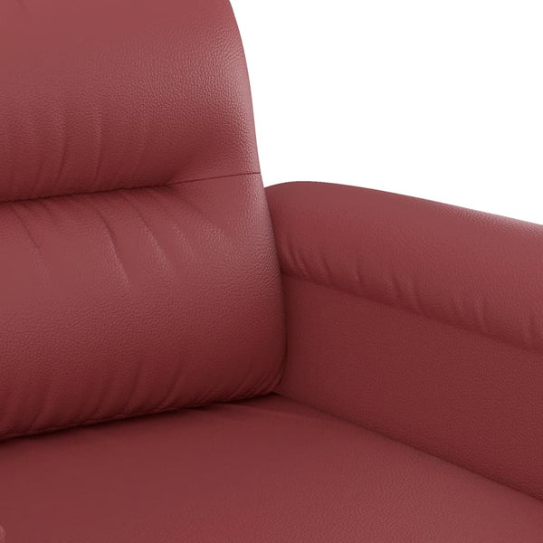 vidaXL 3-Piece Sofa Set with Cushions Wine Red Faux Leather