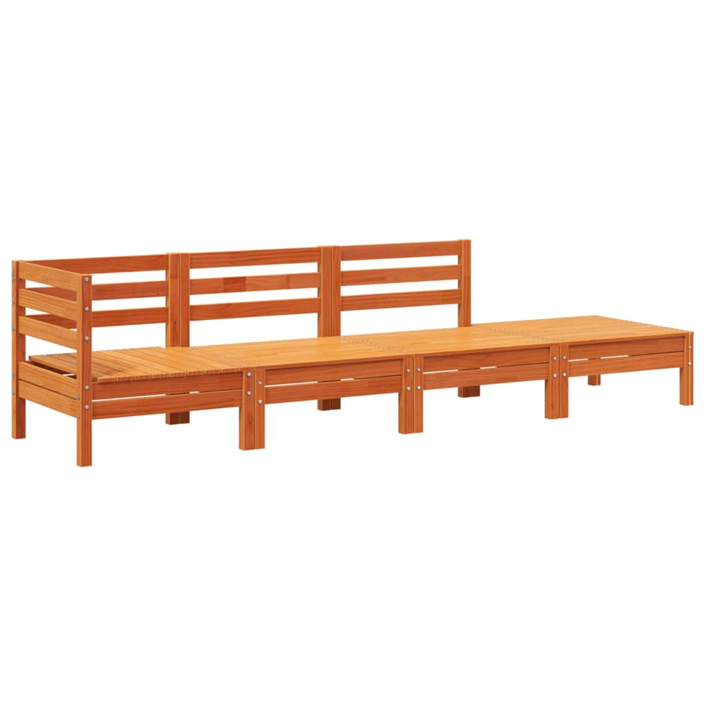 vidaXL 4-Seater Garden Sofa Waxed Brown Solid Pine Wood