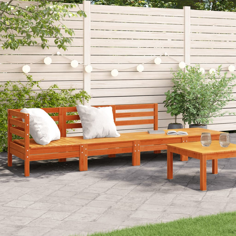 vidaXL 4-Seater Garden Sofa Waxed Brown Solid Pine Wood