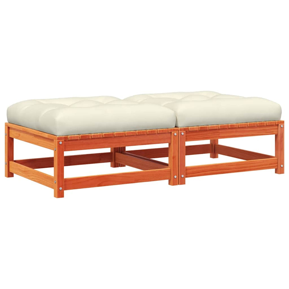 vidaXL Garden Stools with Cushions 2 pcs Waxed Brown Solid Pine Wood
