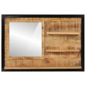 vidaXL Mirror with Shelves 80x8x55 cm Glass and Solid Mango Wood
