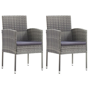 vidaXL 3-Piece Garden Dining Set Grey and Black Poly Rattan and Steel