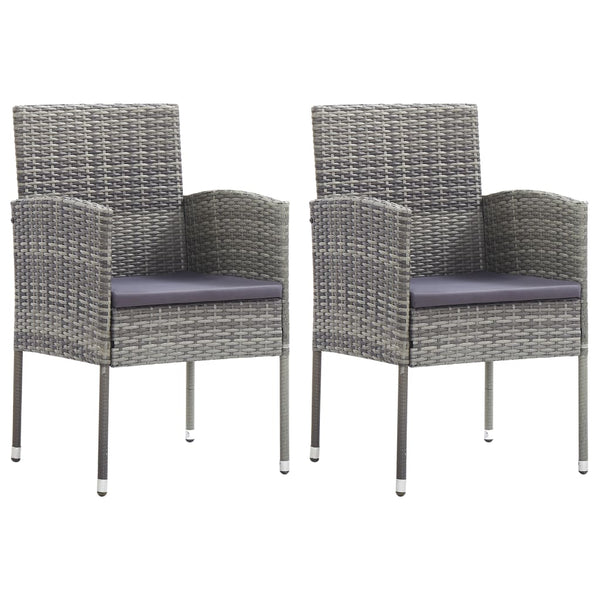 vidaXL 3-Piece Garden Dining Set Grey and Black Poly Rattan and Steel