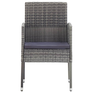 vidaXL 3-Piece Garden Dining Set Grey and Black Poly Rattan and Steel