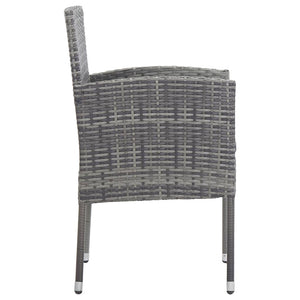 vidaXL 3-Piece Garden Dining Set Grey and Black Poly Rattan and Steel