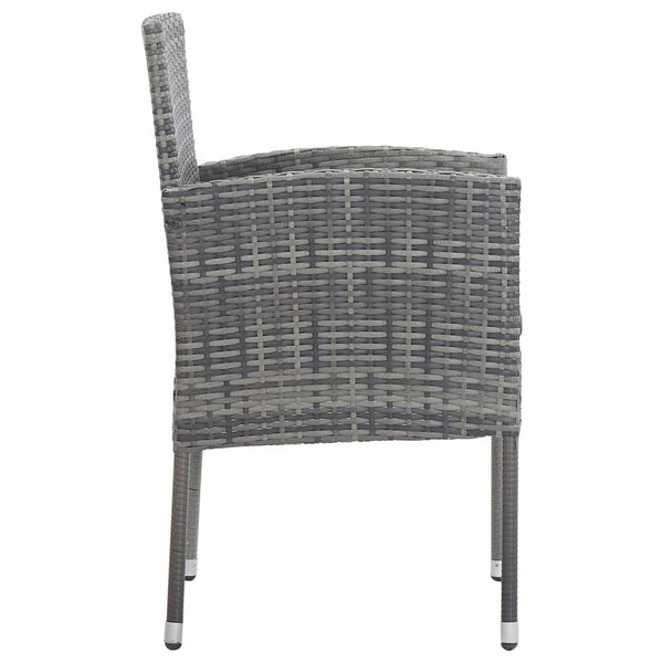 vidaXL 3-Piece Garden Dining Set Grey and Black Poly Rattan and Steel