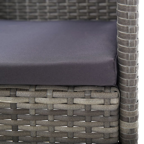 vidaXL 3-Piece Garden Dining Set Grey and Black Poly Rattan and Steel