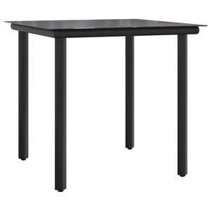 vidaXL 3-Piece Garden Dining Set Grey and Black Poly Rattan and Steel
