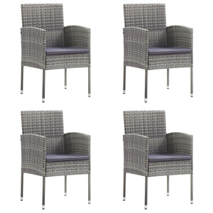 vidaXL 5-piece Garden Dining Set Grey and Black Poly Rattan and Steel
