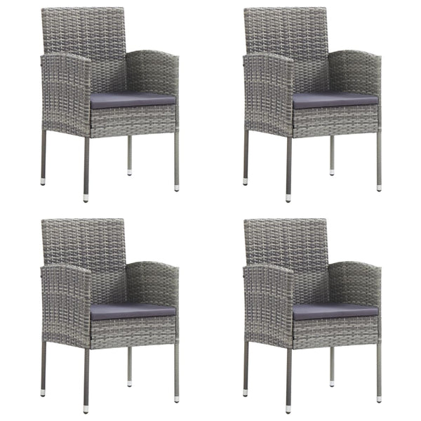 vidaXL 5-piece Garden Dining Set Grey and Black Poly Rattan and Steel