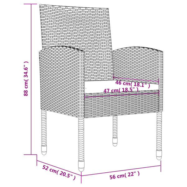 vidaXL 5-piece Garden Dining Set Grey and Black Poly Rattan and Steel