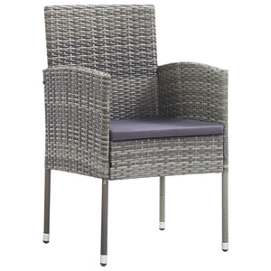 vidaXL 5-piece Garden Dining Set Grey and Black Poly Rattan and Steel