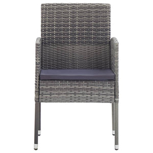 vidaXL 5-piece Garden Dining Set Grey and Black Poly Rattan and Steel