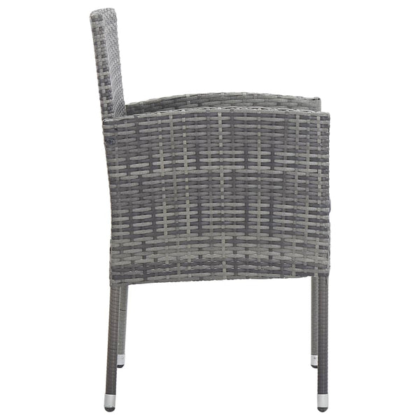 vidaXL 5-piece Garden Dining Set Grey and Black Poly Rattan and Steel