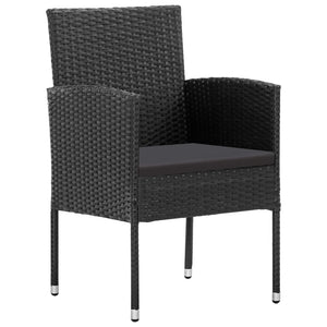vidaXL 3-Piece Garden Dining Set Black Poly Rattan and Steel