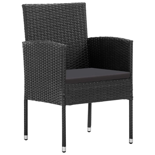vidaXL 3-Piece Garden Dining Set Black Poly Rattan and Steel