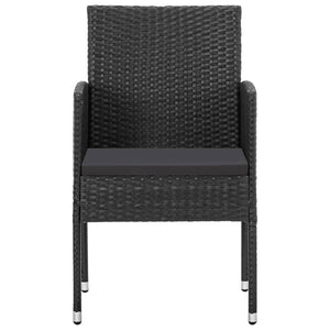 vidaXL 3-Piece Garden Dining Set Black Poly Rattan and Steel