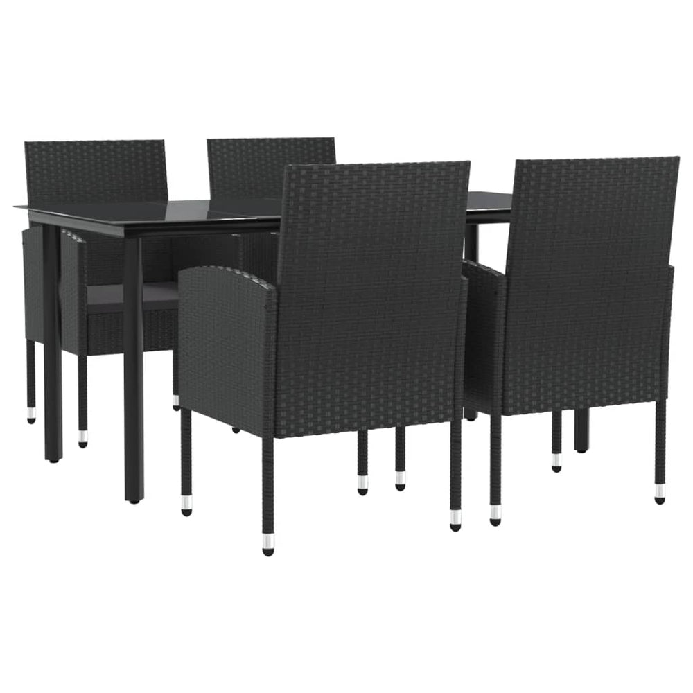 vidaXL 5-Piece Garden Dining Set Black Poly Rattan and Steel