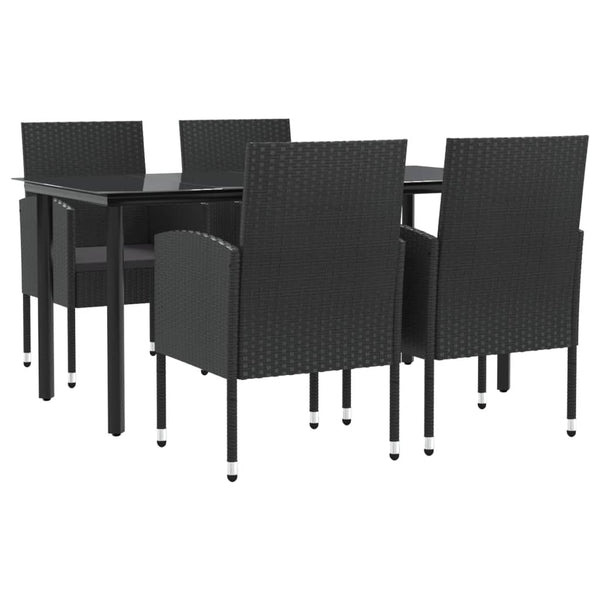 vidaXL 5-Piece Garden Dining Set Black Poly Rattan and Steel