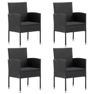 vidaXL 5-Piece Garden Dining Set Black Poly Rattan and Steel