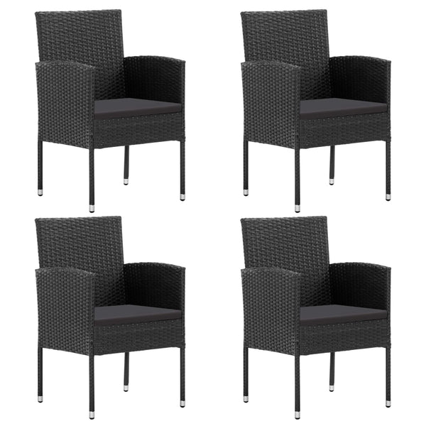 vidaXL 5-Piece Garden Dining Set Black Poly Rattan and Steel