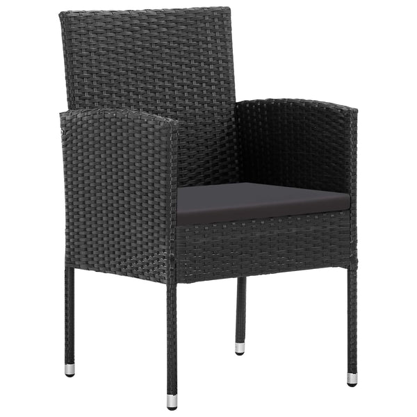vidaXL 5-Piece Garden Dining Set Black Poly Rattan and Steel
