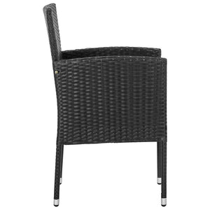 vidaXL 5-Piece Garden Dining Set Black Poly Rattan and Steel