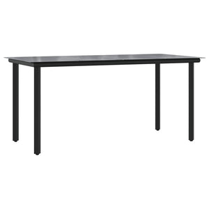 vidaXL 5-Piece Garden Dining Set Black Poly Rattan and Steel