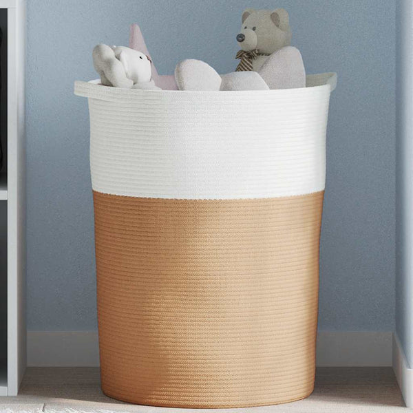 vidaXL Storage Basket Brown and White Ø49x65 cm Cotton