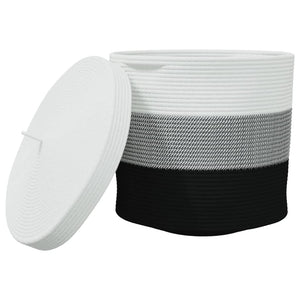 vidaXL Storage Basket with Lid White and Beige Ø40x35 cm