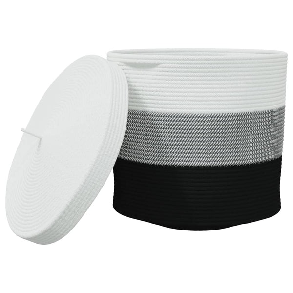 vidaXL Storage Basket with Lid White and Beige Ø40x35 cm