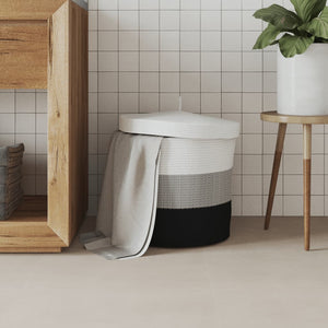 vidaXL Storage Basket with Lid White and Beige Ø40x35 cm