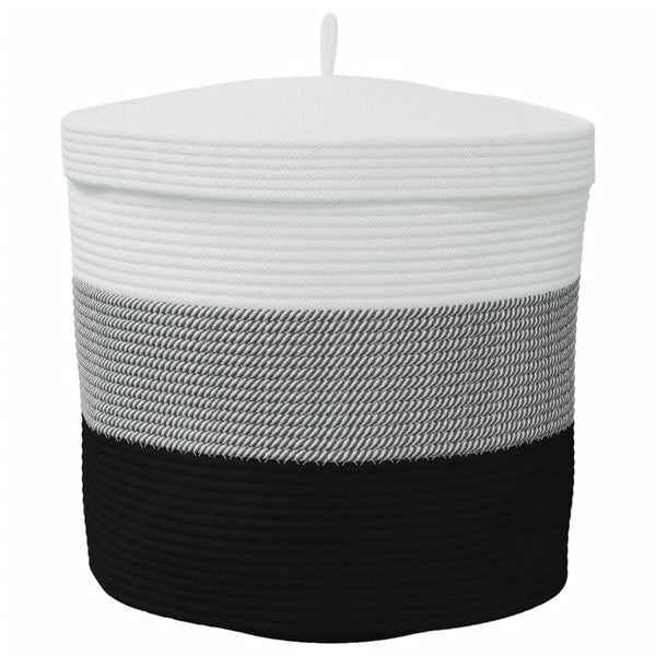 vidaXL Storage Basket with Lid White and Beige Ø40x35 cm