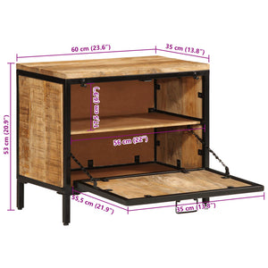 vidaXL Shoe Cabinet 60x35x53 cm Rough Solid Mango Wood