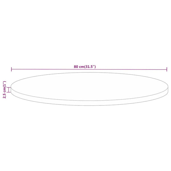 Runde Tischplatte Mango Massivholz Ø 80cm
