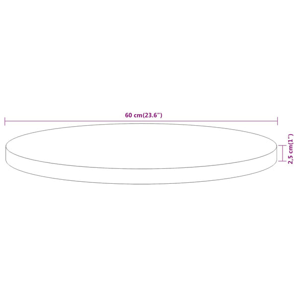 Tischplatte Ø60cm Akazie Massivholz Rund