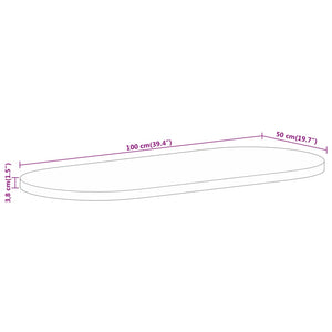 vidaXL Table Top 100x50x3.8 cm Oval Solid Mango Wood