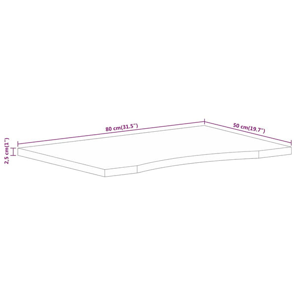 vidaXL Desk Top with Cut-Out 80x50x2.5 cm Solid Mango Wood
