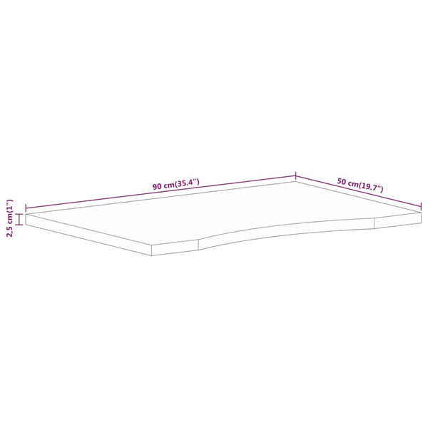 vidaXL Desk Top with Cut-Out 90x50x2.5 cm Solid Mango Wood